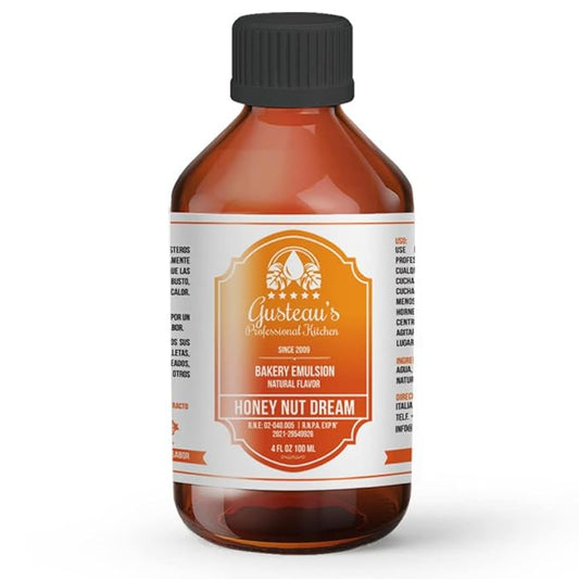Gusteau's - Honey Nut Flavor Bakery Emulsion, 4 fl oz (100ml) Alcohol Free, Sugar Free, Kosher (Honey Nut)