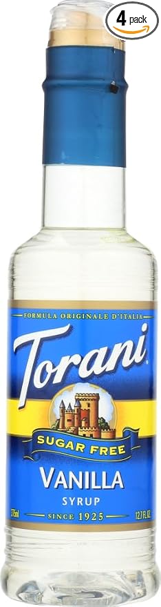 Torani Vanilla Flavored Syrup, Sugar Free, Kosher, 12.7 Fluid Ounces (Pack Of 4)