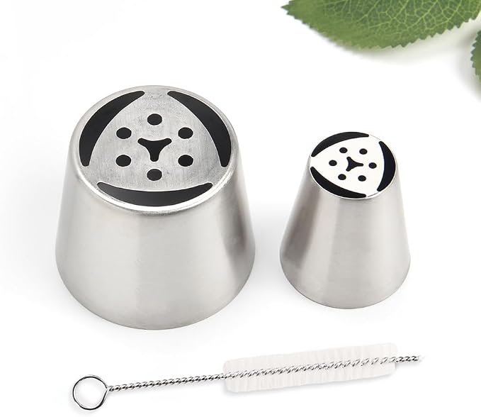 14 PCS Russian Piping Tips Set,Stainless Steel Icing Nozzles for Cake Decorating, Cream Flower Bouquet DIY Cookies, Desserts Baking Tools 1 XXL,1 XL,1 Medium Leaf,10 Piping Bags,1 Brush(S4)