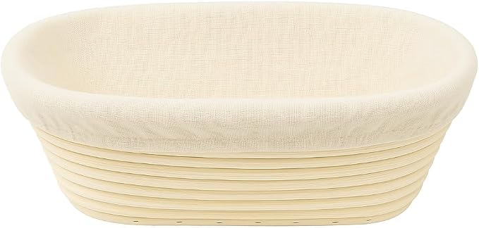 Saint Germain Bakery Premium Round Bread Banneton Basket with Liner - Perfect Brotform Proofing Basket for Making Beautiful Bread (10 inch Oval)