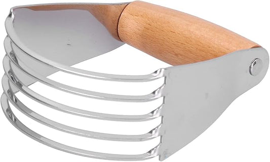 Pastry Cutter, Stainless Steel Dough Cutter, Pastry Blender with 5 Heavy Duty Blades and Comfortable Handle for Pastry Baking, Handle Length 7.5cm