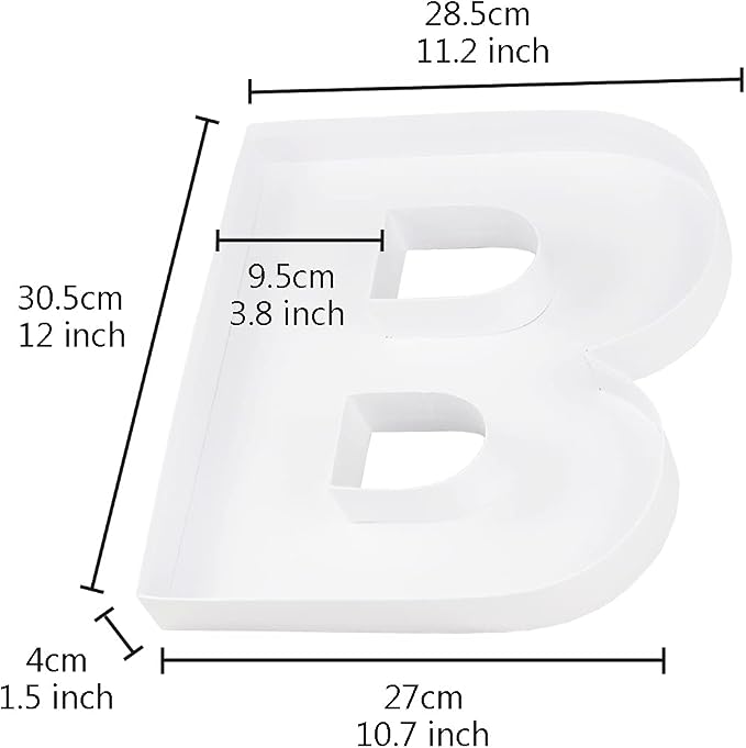 WENPACK 12.5" Cardboard Fillable Letter Shaped Mache Charcuterie Sweets Candy Decorative Box with Clear Lid (White, B)