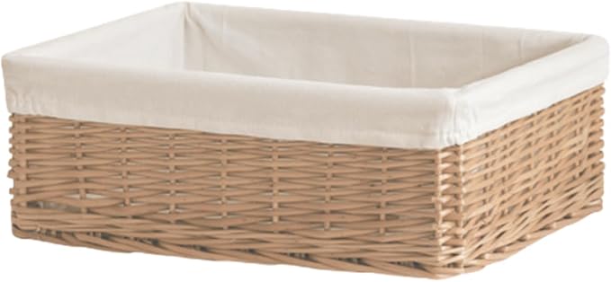 Handwoven Rattan Storage Basket with Removable Fabric Liner Desktop Organizers for Home Organization and Decoration Natural Fiber Closet Organizers Basket