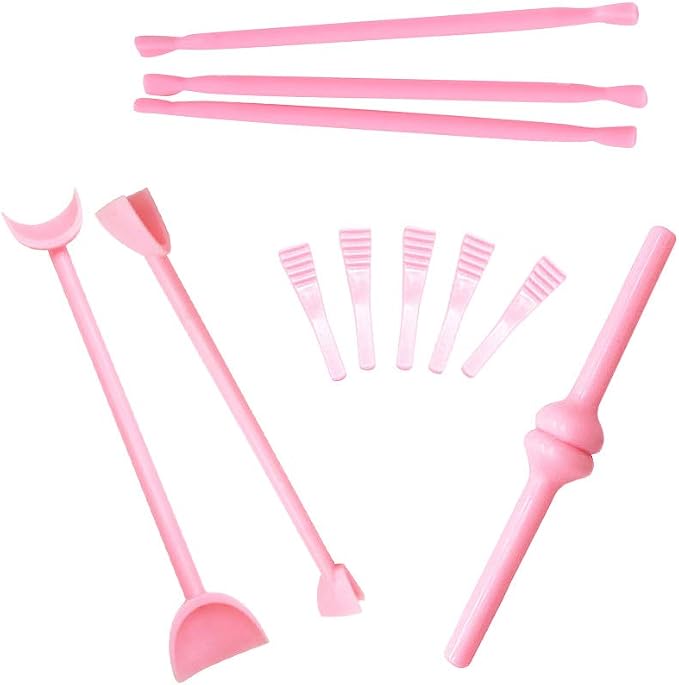 Cabilock 11-Piece Fondant Cake Carving Tools Set with Soft Flexible Tips for Detailed Pastry Sculpting Sugar Craft Lace Printing Moulds Perfect for Home Kitchen Baking