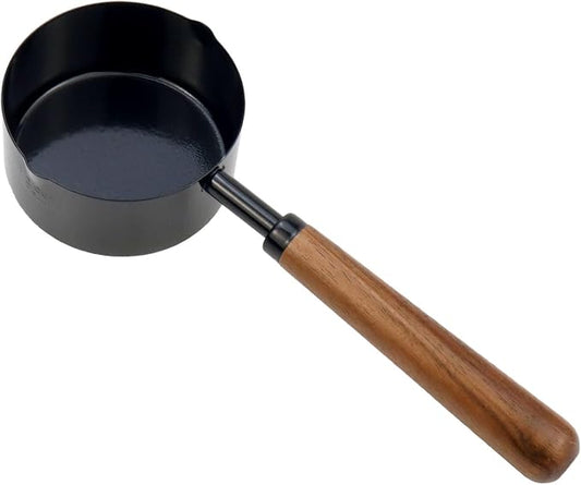 1pcs 1/2 Cup Measuring Cup with Wooden Handle Stainless Steel Measuring Scoop 125ml Measuring Spoon Black 1/2 Measuring Cups for Baking Cooking Wet and Dry Ingredients (125ml)