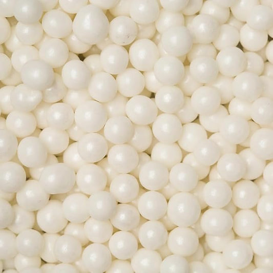 6MM WHITE SUGAR PEARLS - 4 oz shaker jar - Edible Sugar Pearls for Cakes, Cupcakes, Cookies, Icing, Chocolate