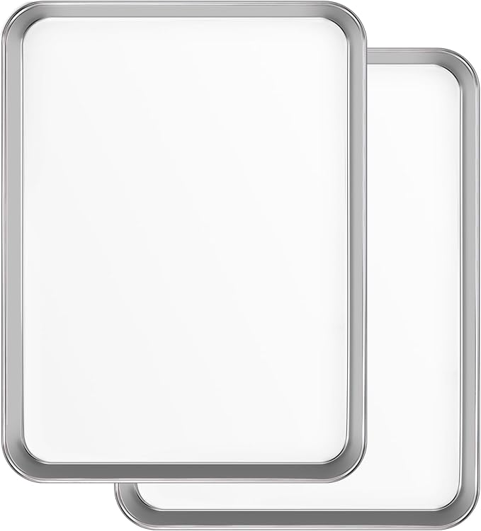Stainless Steel Baking Sheet Set of 2, 20 x 14 x 1 Inch Large Cookie Sheet Pans, Heavy Duty Commercial Sheet Pan for Baking, No Coating, Healthy & Non Toxic, Rust Resistant, Dishwasher Safe