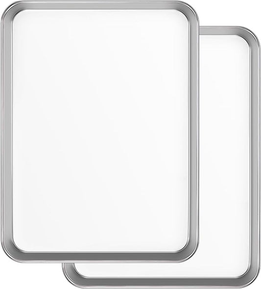 Stainless Steel Baking Sheet Set of 2, 20 x 14 x 1 Inch Large Cookie Sheet Pans, Heavy Duty Commercial Sheet Pan for Baking, No Coating, Healthy & Non Toxic, Rust Resistant, Dishwasher Safe