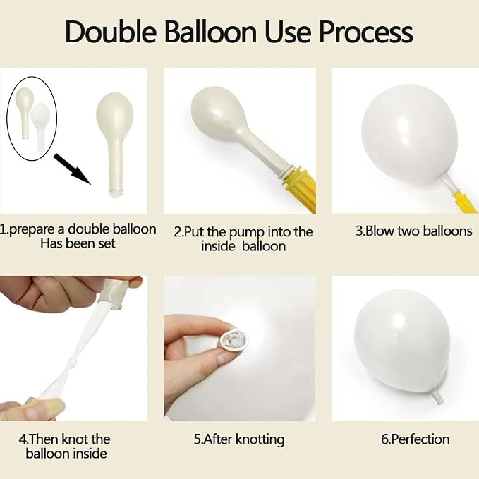 White Balloons Arch Double Stuffed Pearl White Star Moon Balloon Garland Different Sizes Cream Ivory Balloons for Birthday Baptism Bridal Baby Shower Christmas Wedding Prom Galaxy Party Decorations