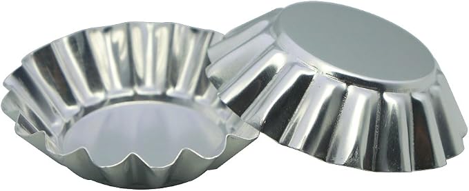 MYStar 3.15" (8 cm) Fluted Design Round Shape Non-stick Aluminum Tart Mold, Mini Pie Tin, Tartlet Pan, set of 20