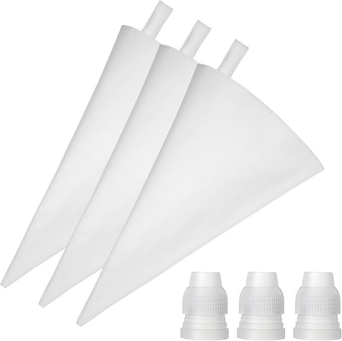 4 Pack Reusable Piping Bags 16" Icing Bags for Cake Decorating Bag Pastry Bag and Tips Set Cloth Frosting Bages Couplers for Standard Tips, Hangable, White