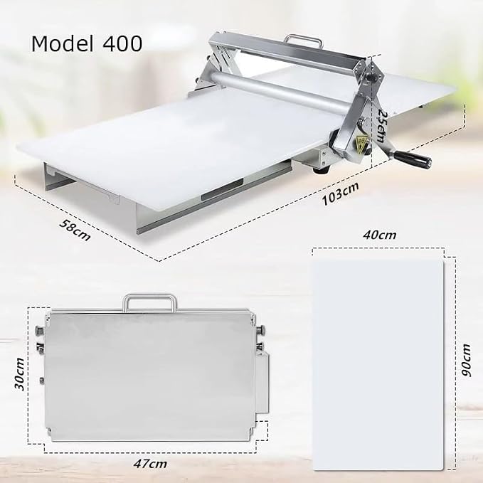 Manual Foldable Dough Sheeter Machine for Bakery, Pizza, Croissant - Stainless Steel Pastry Roller with Adjustable Thickness 0.5-17.5mm/0.5-27mm for Commercial & Home Use