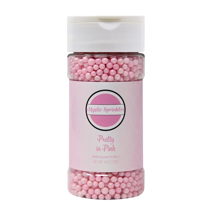 Mystic Sprinkles 4mm Sugar Pearls 4oz Bottles (Pretty in Pink 4mm Sugar Pearls 4oz)