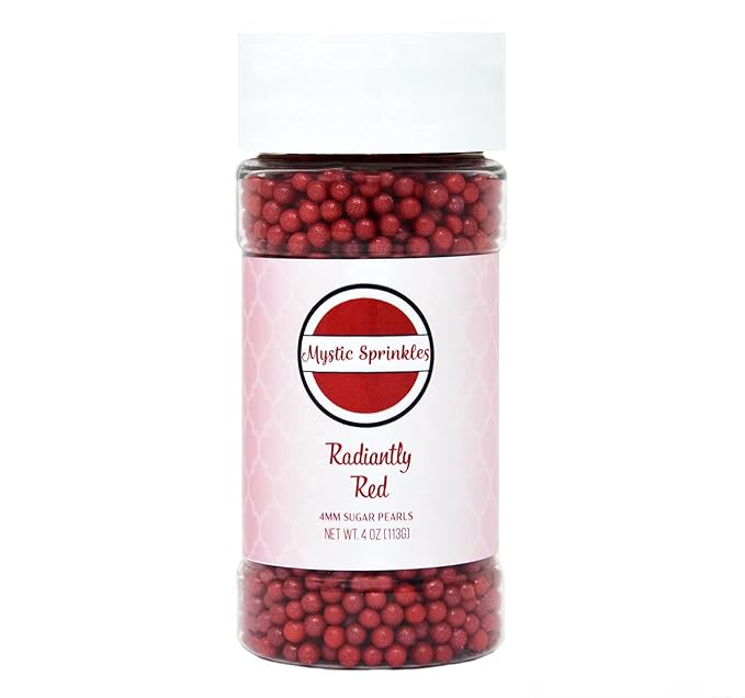 Mystic Sprinkles 4mm Sugar Pearls 4oz Bottles (Radiantly Red 4mm Sugar Pearls 4oz)