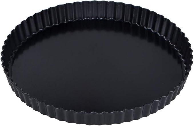 Webake 9 Inch Round Tart Pan with Removable Loose Bottom, Non-stick Carbon Steel Fluted Flan Quiche Pan Large Tart Tin