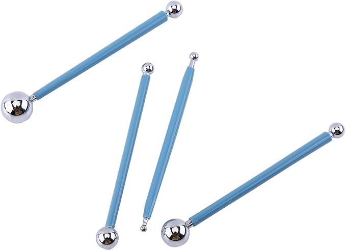 4PCS Modeling Ball Tools, Fondant Dotting Tools, Clay Sculpting Tool Set, Double Ended, for DIY Ball Modeling