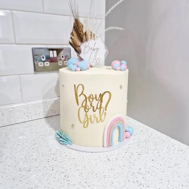 Gold Acrylic Boy or Girl Cake Topper,Gender Reveal Cake Topper for Boys and Girls Gender Reveal Baby Shower Birthday Party Supplies