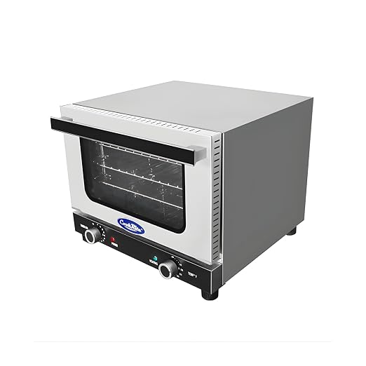 Atosa CookRite CTCO-50 Countertop Electric Convection Oven for Hotel Diner Baking | 16 1/2"H x 23"W x 23 3/10"D | Stainless Steel, Manual Control, 120V, 1550W | (Includes: Water Line Connection Kit)
