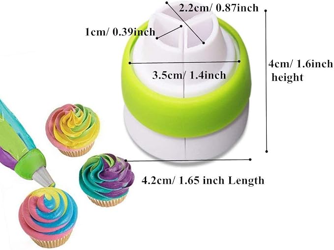 3 Packs 3 Color Icing Piping Bag Russian Nozzle Converter Coupler Icing Cake Decor Tools