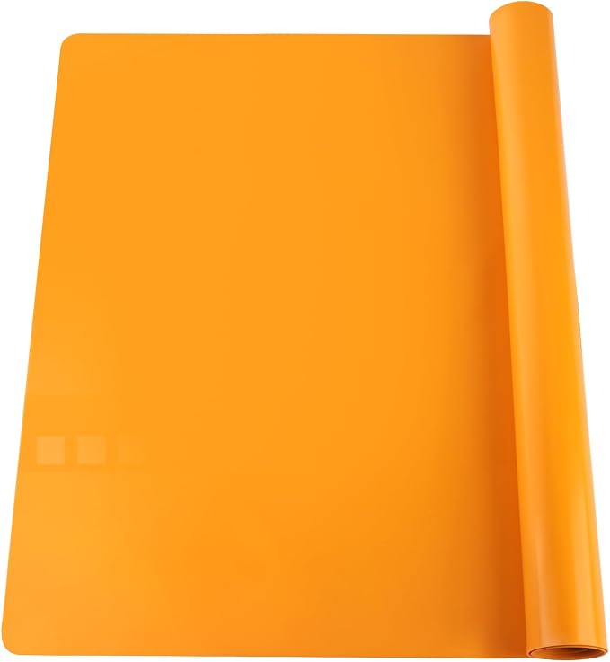 Extra Large Silicone Mats For Kitchen Counter, 27.6'' x 15.7'' Silicone Placemats for Kids, Nonstick Silicone Mat for Baking Crafts, Nonskid Heat Resistant Mat Orange Kids Placemats for Table,1Pcs