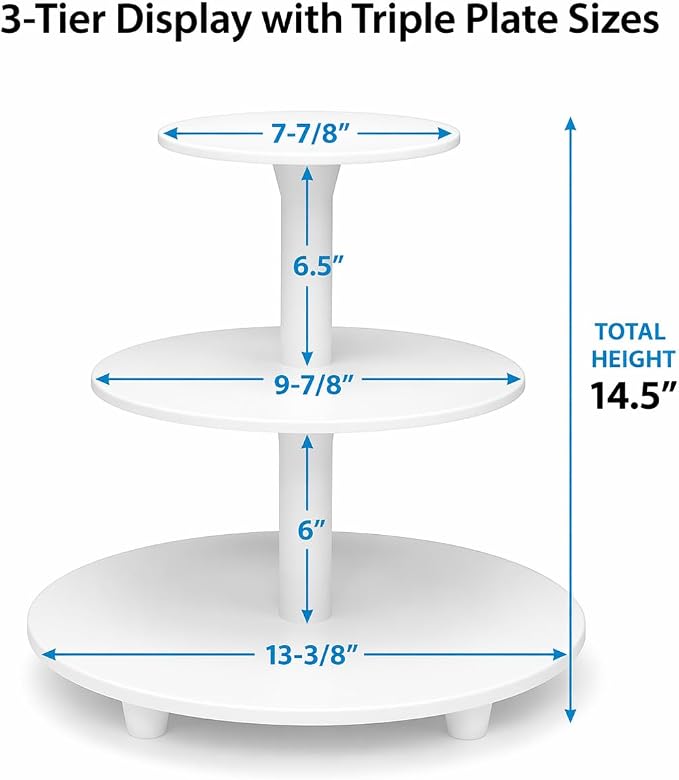 Oasis Supply 3-Tier Cake Stand – White Plastic Tiered Dessert Display Stand, Cupcake Stand for Cakes, Cupcakes, Weddings, Parties & Dessert Table Decorations