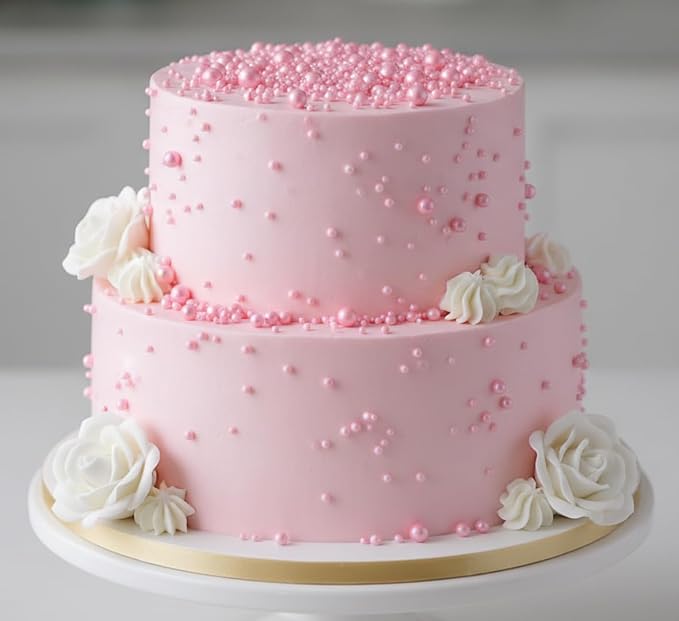 Pink Edible Pearl Sprinkles-26 Styles Mixed Size Round, Edible Candy | 26 Styles Mixed Size Round, Edible Candy, For Cakes, Cupcakes, Cookies, Donuts & Ice Cream, Food Grade, Cake Toppers