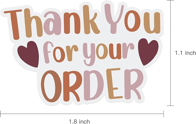 WRAPAHOLIC 1.8 x 1.1 Inch, 500 Total Business Stickers Roll- Brown Thank You for Your Order Text Design, Thank You Lables, Shipping Stickers for Party Decorations
