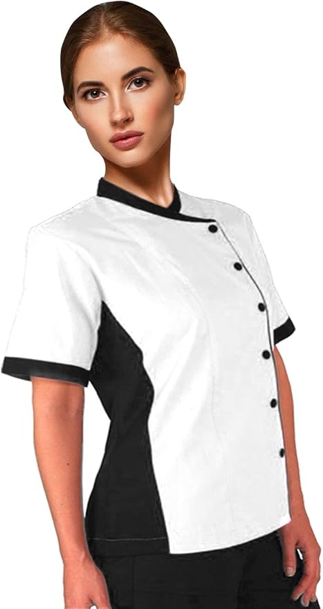 Short Sleeves Only Women's Ladies Side Mesh Chef's Coat Jacket
