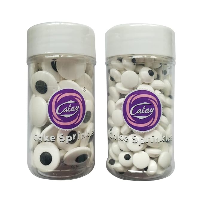 2 Bottles Candy Eyes Eyeballs - Cake Cupcake Toppers - Edible Baking Decorations for Cupcakes, Cakes, Cookies - Halloween, Christmas, Easter, and Edible Art Project Candy 153g/5.4oz(Two Size Mixed)