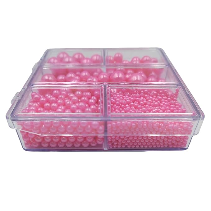 Pink Pearl Sprinkles for Cake Decorating, 4 Sizes Mix Size Sugar Pearls for Cupcake Topper, Ice Cream, Donuts, Baking Decoratings (2mm, 4mm, 7mm, 10mm)
