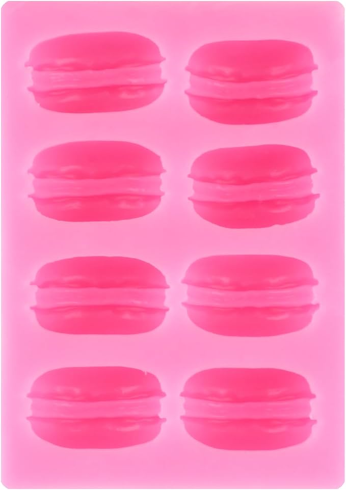 Mujiang 3D Macaroon Hamburger Silicone Molds Macaron Fondant Mold Macaron Chocolate Mold For Cake Decorating Cupcake Topper Gum Paste Candy Polymer Clay Set Of 1