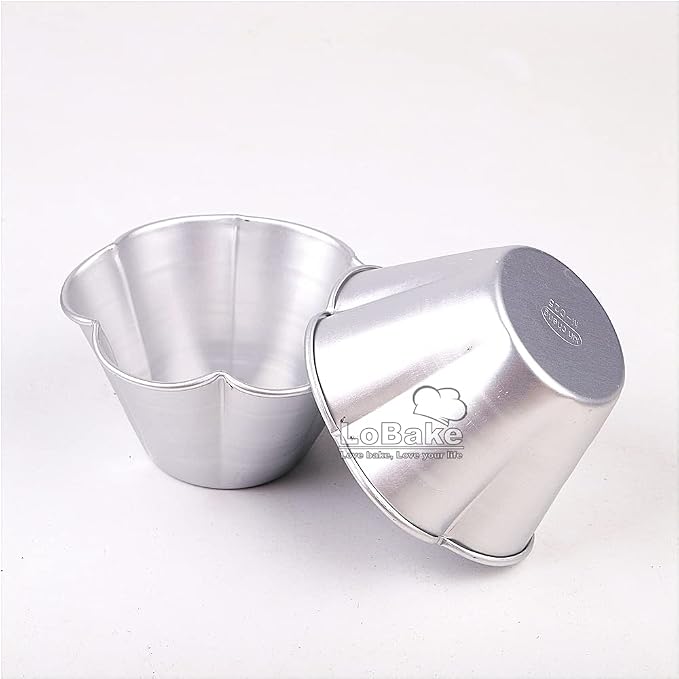 LoBake 10pcs per lot Various Design Fluted Edge Wavy Flower Cup Boat Round Shape Aluminium Tart Mould Jelly Pudding Cup Cupcake Mold Baking (C25)