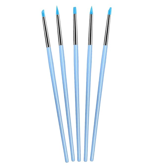 5Pcs Silicone Sculpting Tools, Blue Clay Sculpting Tools, Multi-Shape Silicone Brushes, Pottery Modeling Tools for Polymer Clay, Ceramics, Nail Art, Fondant & Craft DIY