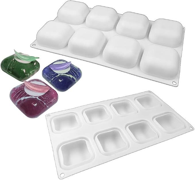 8 Cavity Square Silicone Mold For Doughnut Dessert Baking Pan Ice Cream Biscuit Cake Tools DIY Soap Mould Use Steam Oven