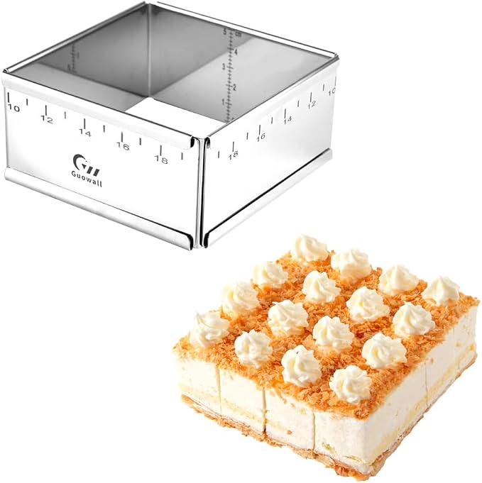 Stainless Steel Extensible Cake Ring Detachable Square Cake Mold Mousse Ring Nonstick Cheesecake Mould for Baking - 4 x 4 in