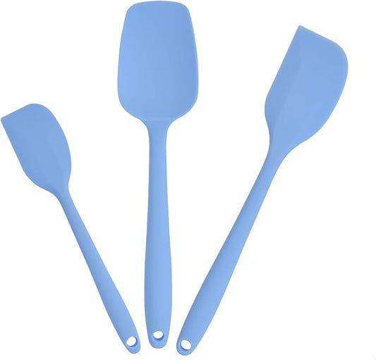 Silicone Spatulas Heat Resistant Food Grade Rubber Spatula, Handle with Ergonomic Grip Kitchen Utensils Set, Nonstick Silicona Cooking Utensils Set for Cooking, and Mixing 3Pacs Blue