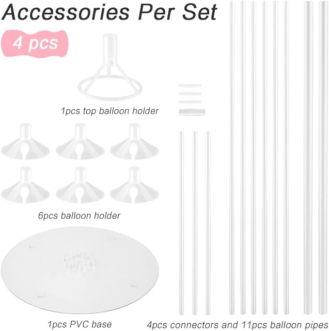 6 Sets Balloon Sticks with Base for Table Balloon Stand Kit Balloon Stands with Base for Floor Balloon Arch Stand with Base Balloon Stands for Table Baby Shower Birthday Wedding Party Decorations