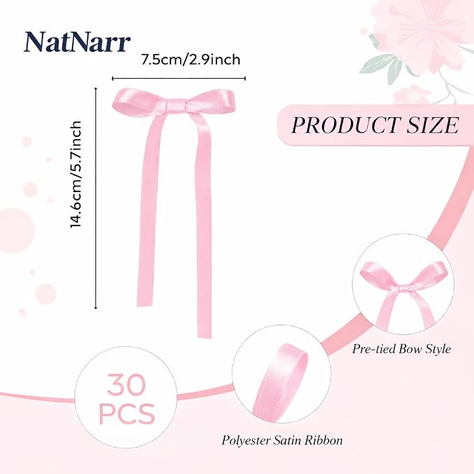 30 Pack Bow Cake Toppers Pink Ribbon Bows for Cake Coquette Themed Bow Cupcake Toppers Pink Bow Birthday Decorations for Baby Shower, Bridal, Engagement, Wedding, Bachelorette Party Decoration