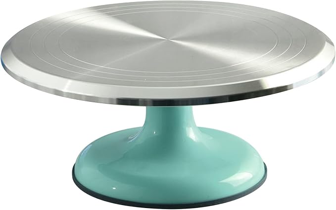 Fdit Cake Decorating Turntable, 10 Inch Silent Bearing Revolving Cake Stand Rounded Edges for Cake Decorating Supplies for Home (Blue)