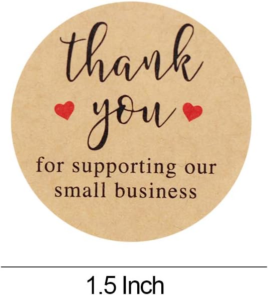 YOGET 1.5'' Thank You for Supporting Our Small Business, Kraft Paper Thank You Stickers, 500 Labels Per Roll