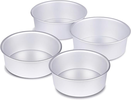 4 x 2 inch Round Cake Pan Set of 4, Aluminum Baking Pans for Mini Cakes, Heavy Duty Non-Stick, Evenly Baking Tools for Home Kitchen, Birthday Wedding Anniversary