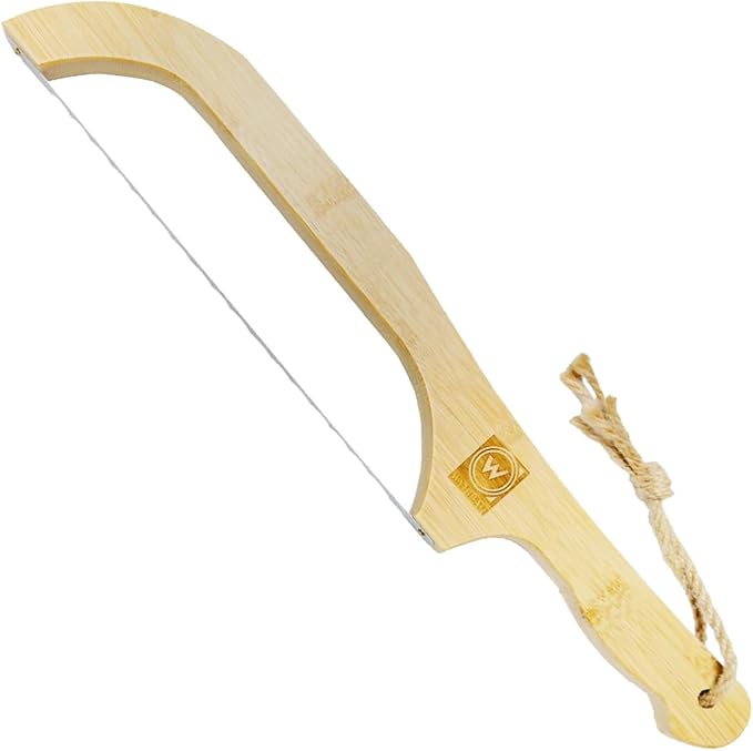 Bamboo Bread Knife, 16.5" Serrated, Sourdough & Homemade Bread Slicer, Fiddle Bow Design