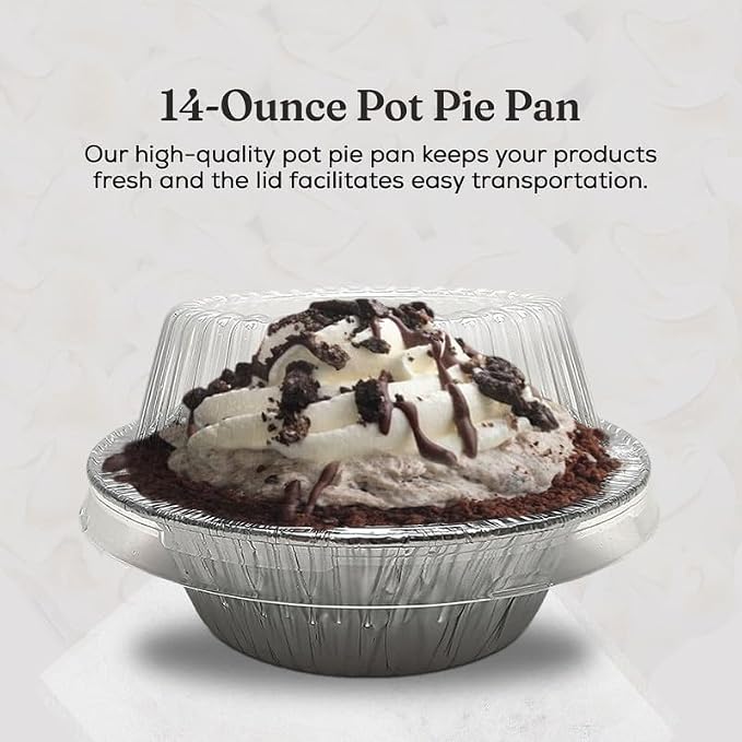 Durable Packaging Disposable 5 3/4" Aluminum Foil Extra Deep Meat Pot Pie Pan with Clear Snap on Lid - Round Oven Safe Baking Tins (Pack of 25)