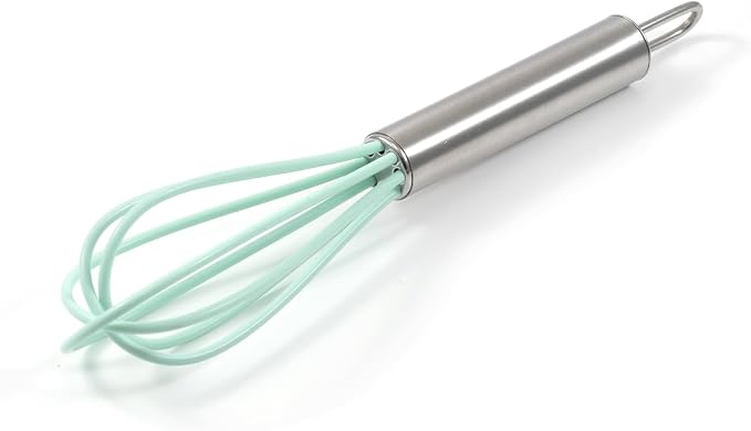Mini Whisks 6 inch 4Pcs silica gel stainless steel Whisk, Hand Egg Mixer for Flour Cake Egg, Kitchen Cooking Baking Use Whisk (cyan)
