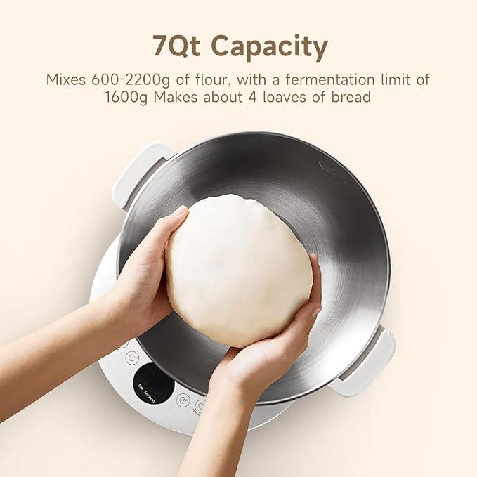 Joydeem HMJ-A701 Electric Dough Maker (7.4Qt) with Ferment Function - Ideal for Bread, Pizza, Sourdough & Dumpling Dough Mixer