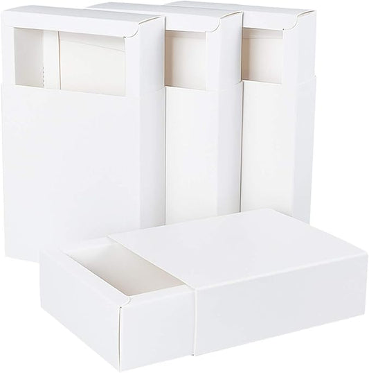 BENECREAT 20 Pack Kraft Paper Drawer Box 5x4.5x1.7 Festival Gift Wrapping Boxes Soap Jewelry Candy Weeding Party Favors Gift Packaging Boxes, White