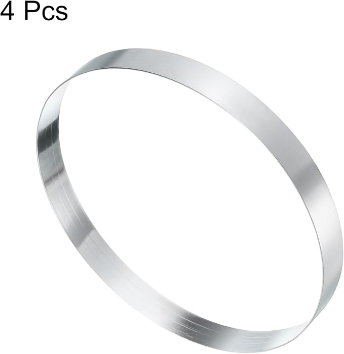 HARFINGTON 4Pcs Round Cake Ring 7.09 x 1 Inch Seamless Stainless Steel Pastry Mousse Dessert Ring Mirror Coating for Baking Cooking English Muffins Crumpet Making Tool