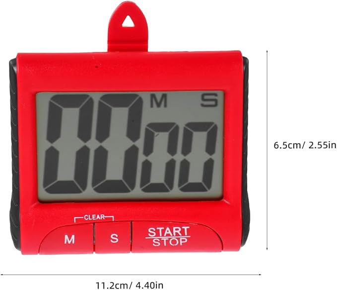 Garneck Red Digital Kitchen Timer with Large LCD Display Loud Alarm Magnetic Back and Easy Operation for Cooking Baking Games and Time Management