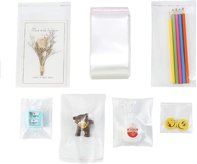400 Pack 4" x 6" Thick Clear Resealable Cello Self Adhesive Seal Bags Packaging Bakery Cookie Cards Gifts Cellophane Poly Bags