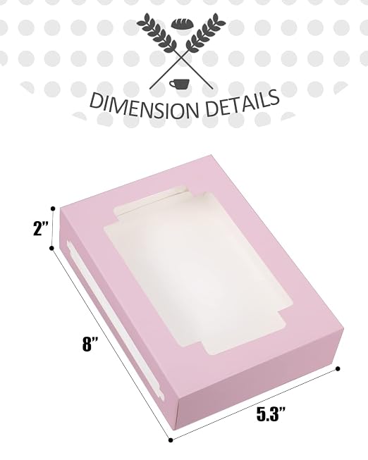 qiqee Cookie Boxes for Gift Giving 8x5.3x2 inch 24Packs Lavender Treat Box with Window Bakery Box for Donuts Candies and Biscuit